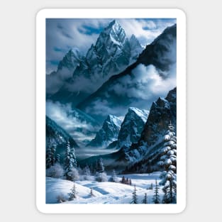 Gorgeous Mountains Towering Over a Winter Scene Sticker